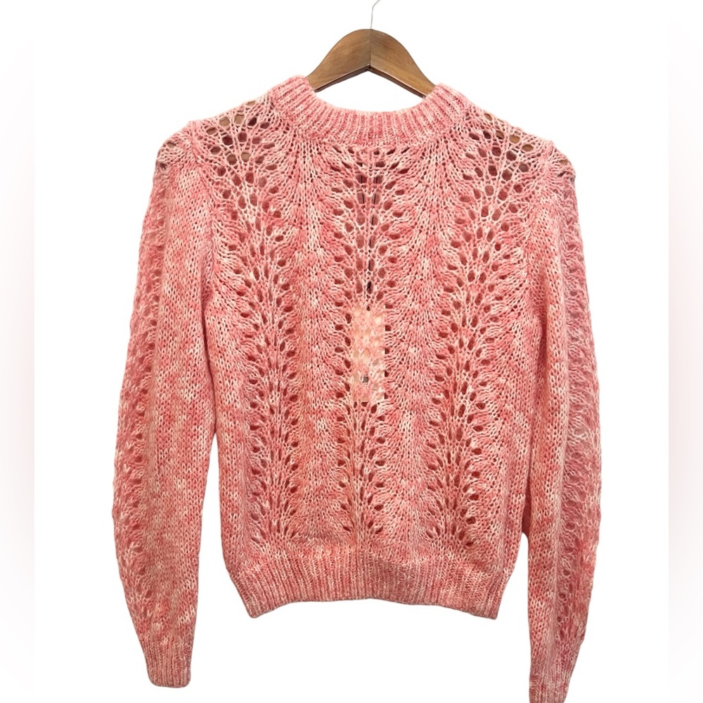 New Topshop Strawberry Cream Pink Open Knit Sweater Women’s Size 6